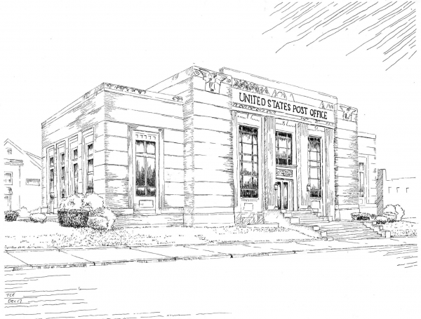 Ellwood City Post Office coloring page image