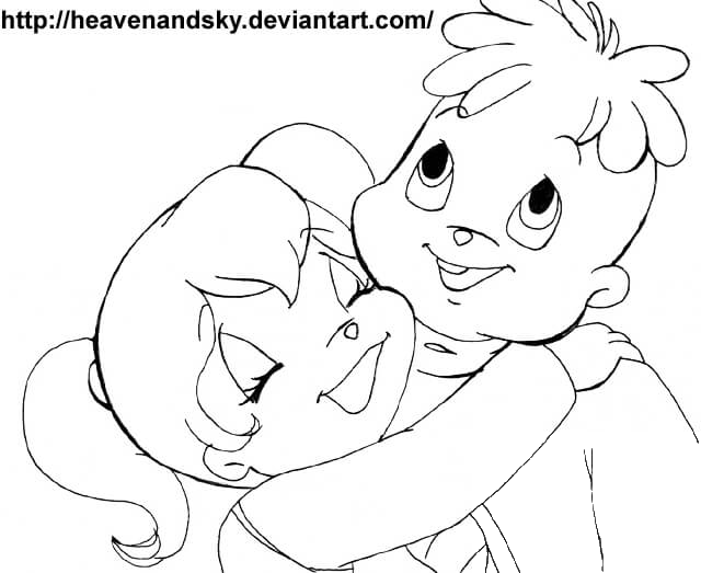 Elly And Theodore From Alvin And The Chipmunks Coloring Page 