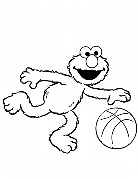 Elmo Plays Basketball coloring page image
