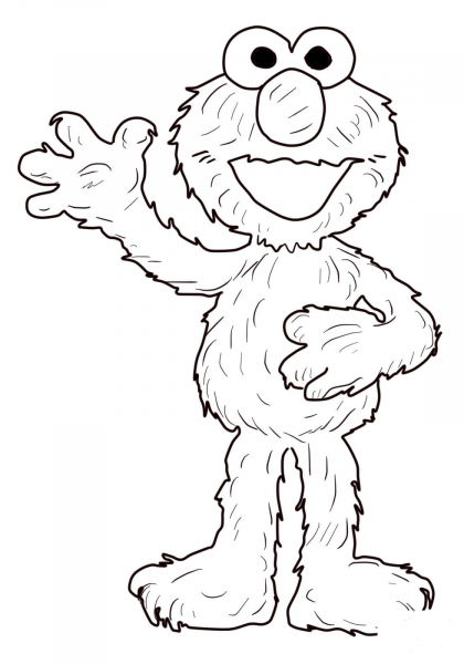 Elmo Waving Hello coloring page image