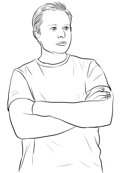 Elon Musk coloring page image