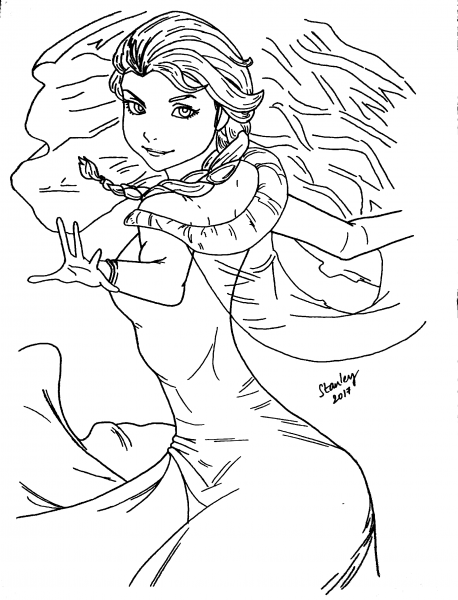 Elsa coloring page image