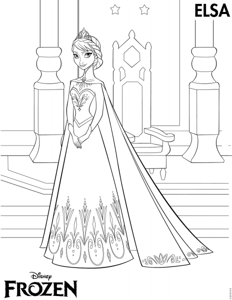 Elsa Coronation coloring page image