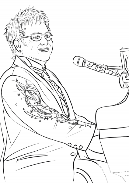 Elton John coloring page image
