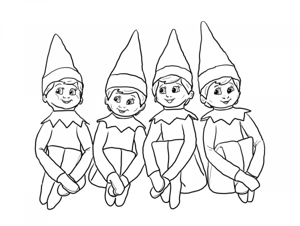 Elves on the Shelf coloring page image