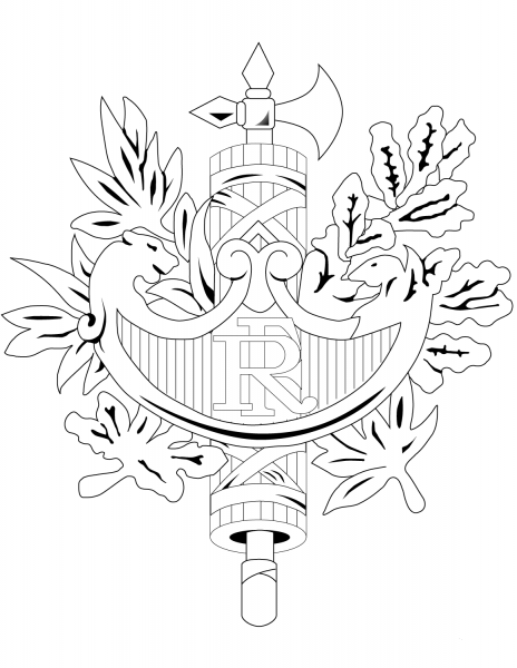 Emblem of the French Republic coloring page image