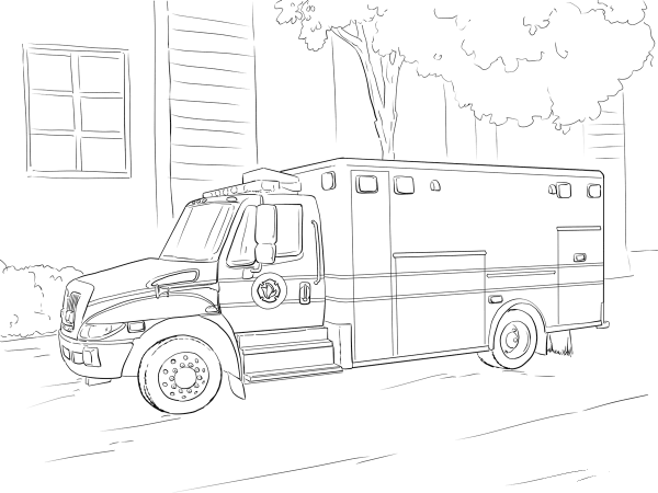 Emergency Car coloring page image