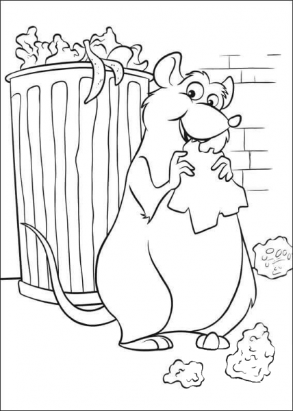 Emile is eating a salad coloring page image
