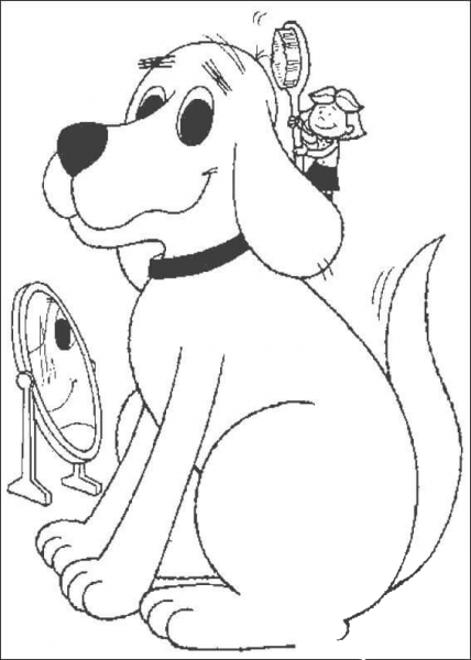 Emily Brushes Clifford  coloring page image