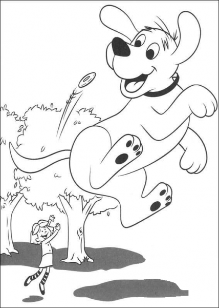 Emily Is Playing With Clifford  coloring page image