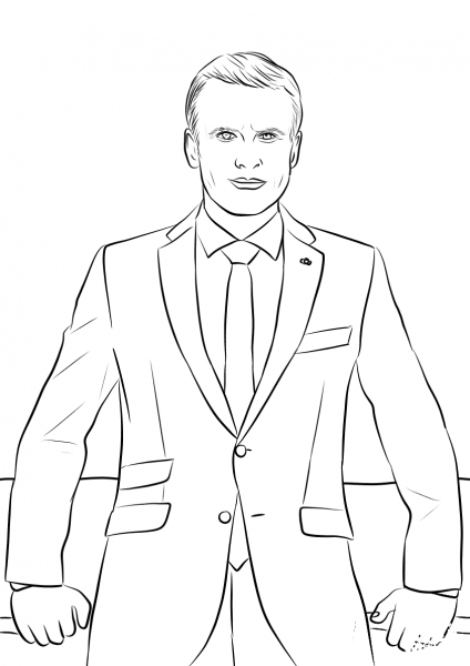Emmanuel Macron coloring page image