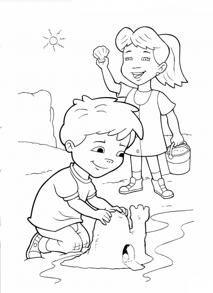 Emmy And Max Are Making Castle  coloring page image