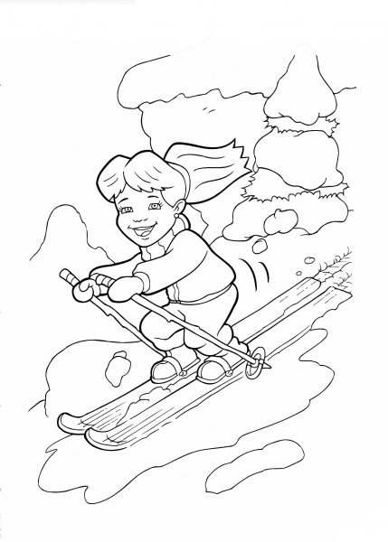 Emmy On The Ski  coloring page image