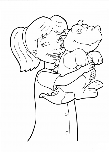 Emmy With Toy Dragon  coloring page image