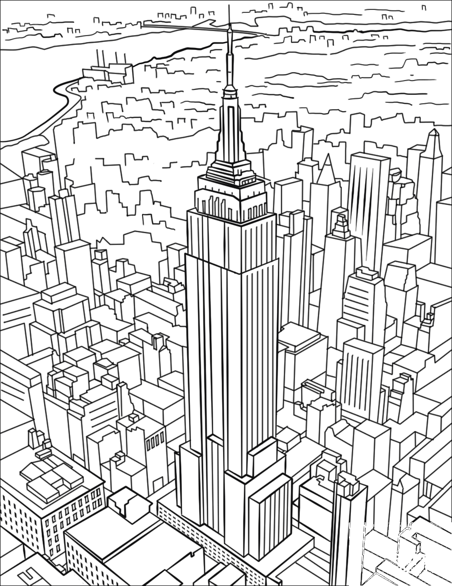 Empire State Building Coloring Page Colouringpages