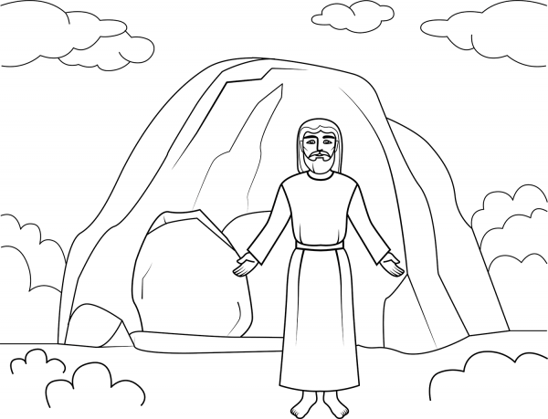 Empty Tomb and Jesus Christ coloring page image