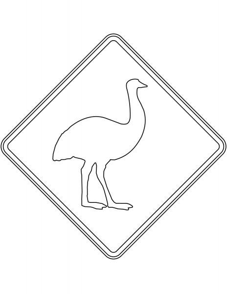 “Emus” Sign in Australia coloring page image