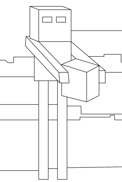 Enderman is Building a House coloring page image