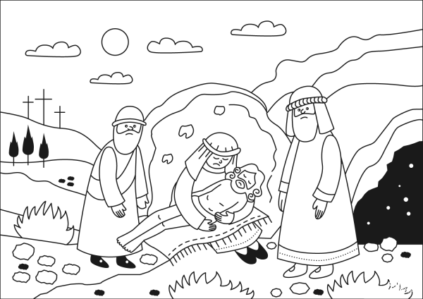 Entombment of Christ coloring page image