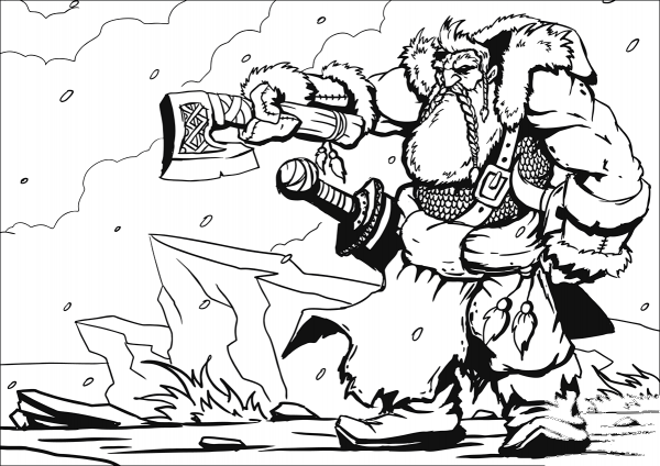 Epic Fantasy Dwarf coloring page image