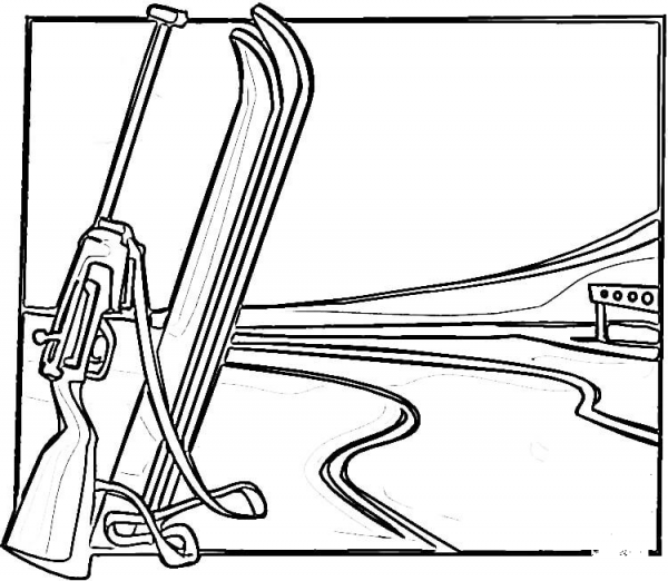 Equipment for  Biathlon  coloring page image
