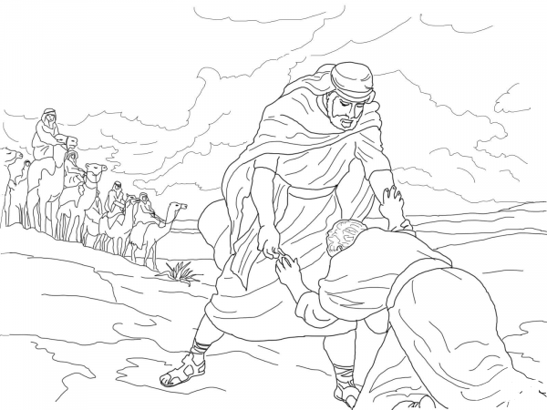 Esau Forgives Jacob coloring page image