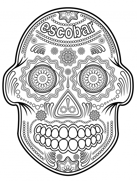 Escobar Sugar Skull coloring page image