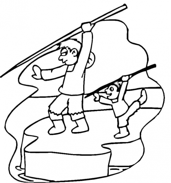 Eskimo Hunters  coloring page image
