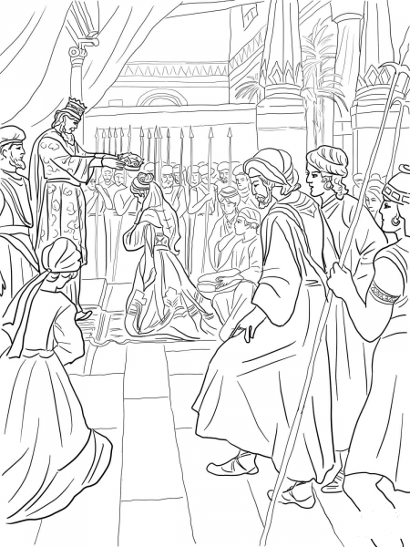 Esther Becomes a Queen coloring page image