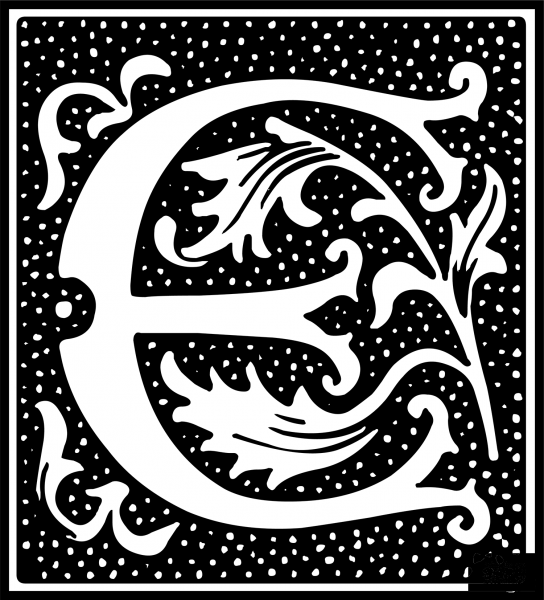 Euclid Initial Letter E coloring page image