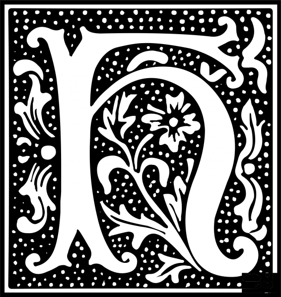 Euclid Initial Letter H coloring page image
