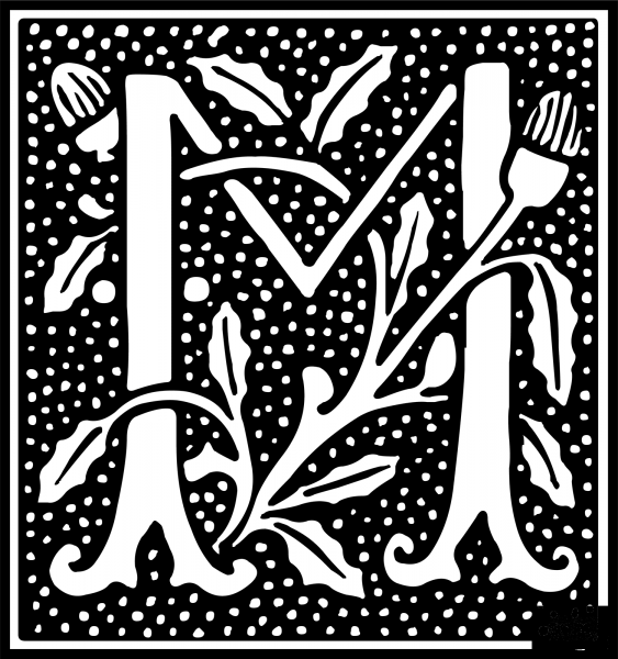 Euclid Initial Letter M coloring page image