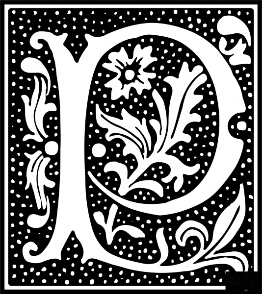 Euclid Initial Letter P coloring page image