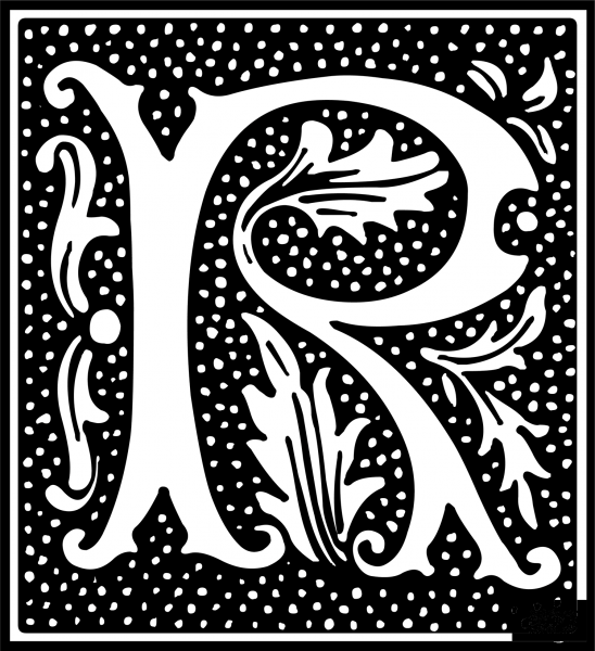 Euclid Initial Letter R coloring page image