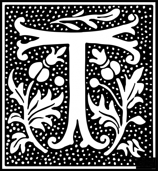 Euclid Initial Letter T coloring page image