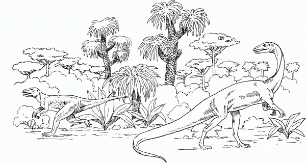 Euparkeria and Coelophysis coloring page image