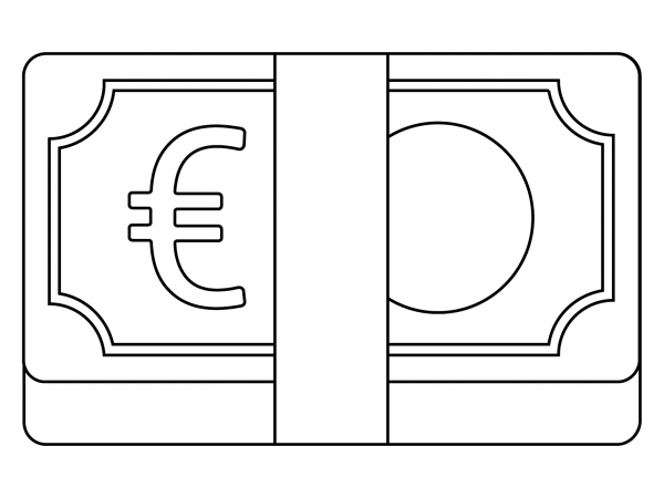 Euro Banknote Emoji coloring page image