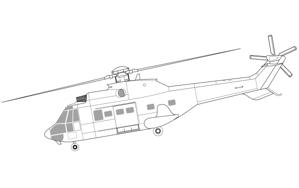 Eurocopter AS332 Super Puma Helicopter coloring page image