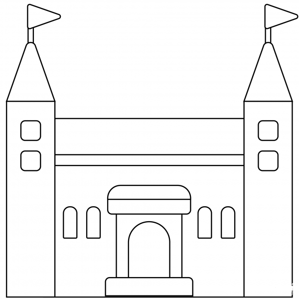 European Castle Emoji coloring page image