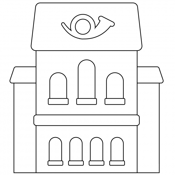European Post Office Emoji coloring page image