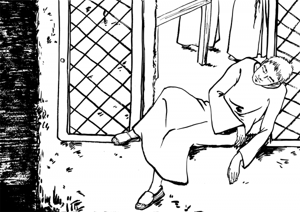 Eutychus Falls out of the Window coloring page image