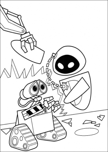 Eva And Wall-E  coloring page image