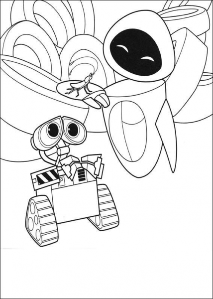 Eva With Cockroach  coloring page image