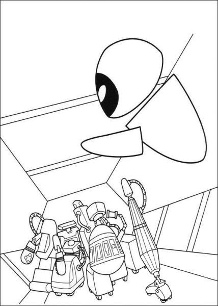 Eva With Robots  coloring page image