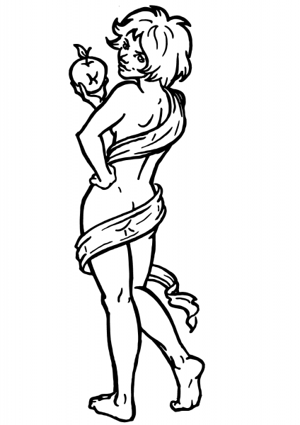 Eve with Apple coloring page image