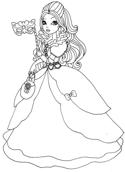 Ever After High Apple White Thronecoming coloring page image