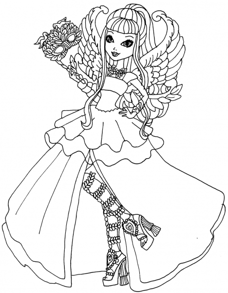 Ever After High C.A. Cupid Thronecoming coloring page image