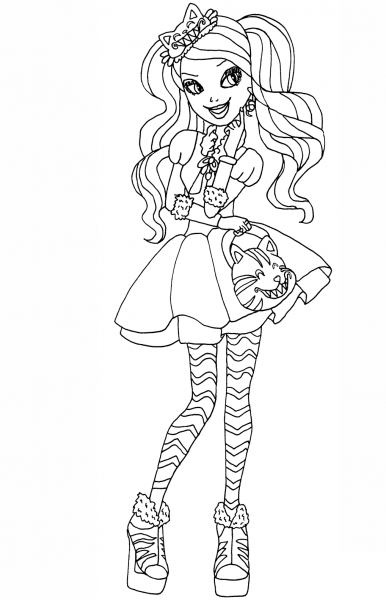 Ever After High Kitty Cheshire coloring page image
