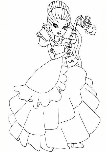 Ever After High Thronecoming Raven Queen coloring page image