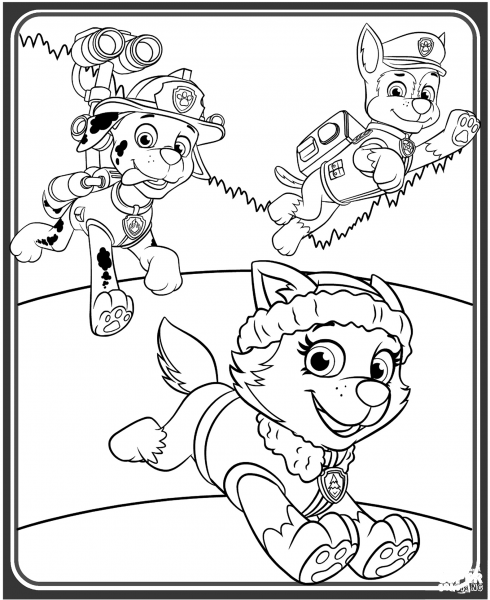 Everest, Marshall and Chase coloring page image